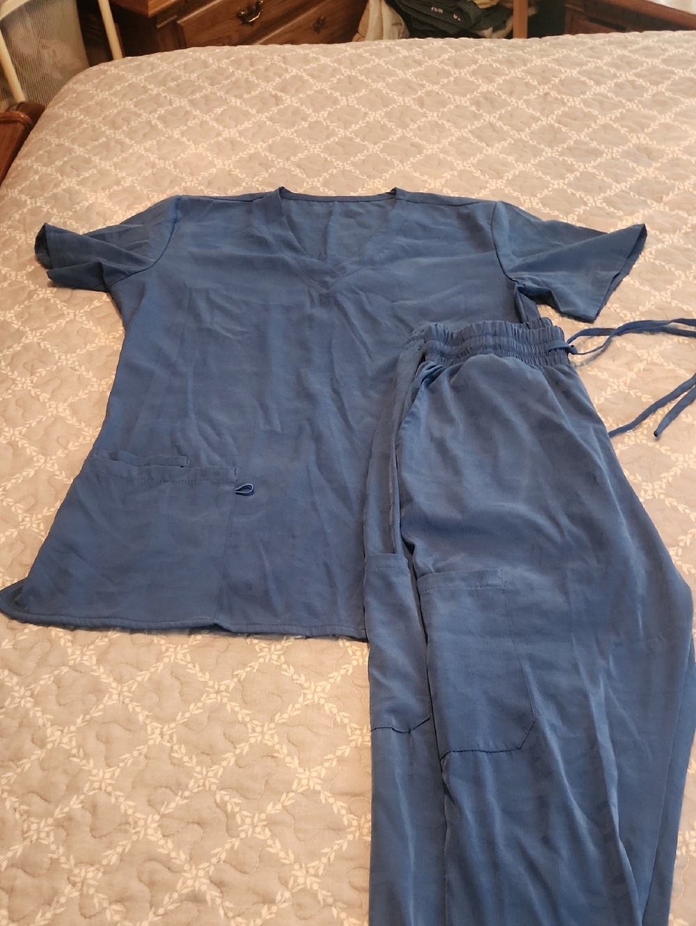 Camo Blue Scrub Set - Top and Pants
